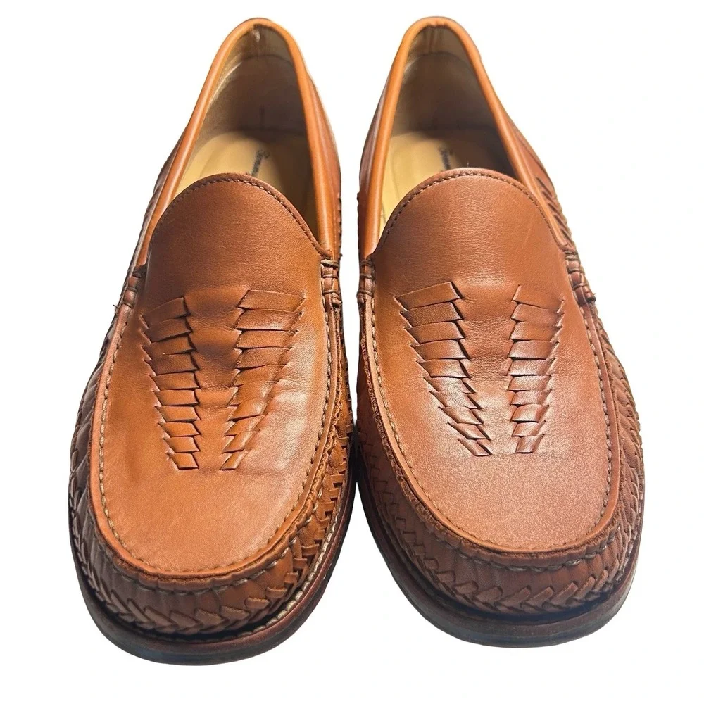 Tommy Bahama Hasslington Tan Woven Leather Loafers Men's Size 10.5 Resortwear